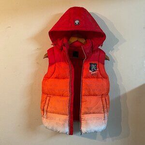 EXR PROGRESSIVE SIZE 90 RED/ORANGE/WHITE PUFFER JACKET WITH REMOVABLE HOOD